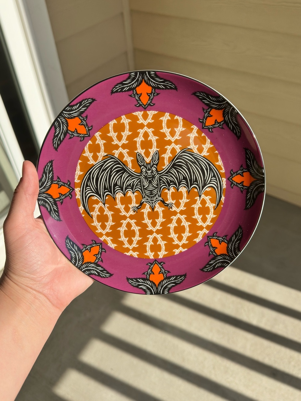 patch nyc x crate & barrel bat halloween salad plate
